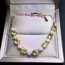 Отличающаяся хорошей устойчивостью натуральный 5 мм браслет перидот s925 стерлингового серебра свежие цветы ювелирные украшения для женщин вечерние натуральный зеленый драгоценный камень