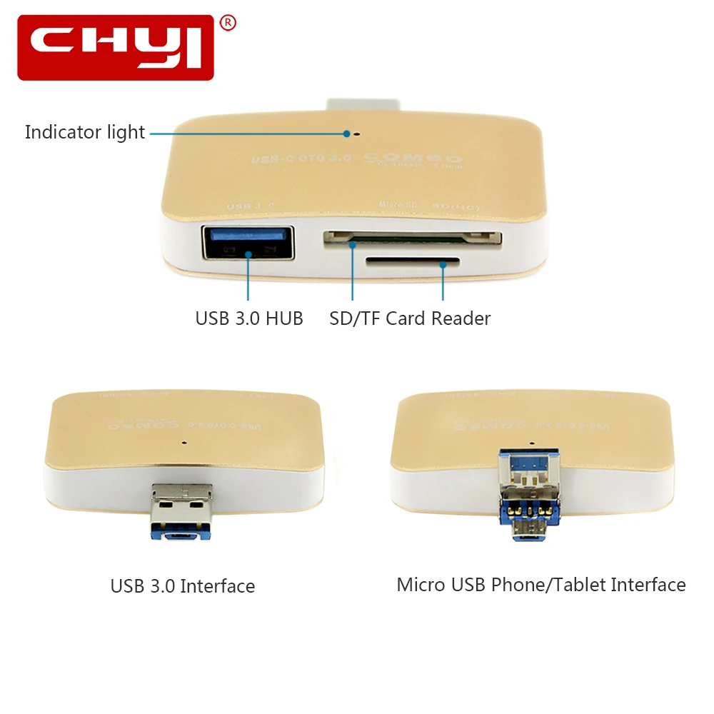 CHYI Multi USB Combo Micro usb-хаб 3 0 с SD/TF кардридером OTG разделитель адаптер для Macbook
