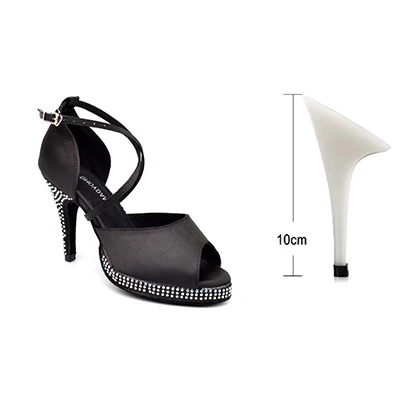 Black 10cm SHOYDANC танцевальная обувь женские латинские абрикосовые/черные стразы танцевальная обувь на платформе Свадебная вечеринка Бальные Танцевальные Туфли женские - Цвет: Black 10cm