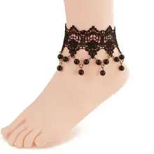 Unique Nice Beads Silver Chain Anklet Vintage Bracelet Foot Jewelry Pulseras Retro Anklet Solid Black Hot Sale