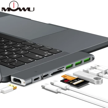

USB C 3.1 type-C to HDMI adapter 4K Thunderbolt 3, USB-C combo Hub 3.0 TF micro SD Cardrea PD charge MacBook Pro and Air 2018