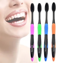 Зубная щётка 4 шт. Двухместный Ultra Soft Зубная щётка Bamboo уголь Nano кисть Уход за полостью рта 625 нано-антибактериальным Зубная щётка черные головы