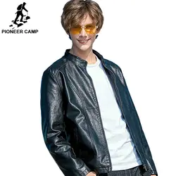 Pioneer Camp Новое поступление мужская кожаная куртка брендовая одежда осень зима мотоциклетный мужской кожаный плащ AJK803547