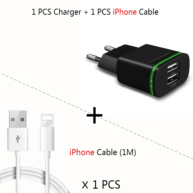 Универсальное USB Сетевое зарядное Зарядное устройство для iPhone samsung S 6/7/8 Plus мобильного телефона Зарядное устройство s устройства микро Тип-C Кабель-адаптер быстрой зарядки - Тип штекера: iP Cable for Black