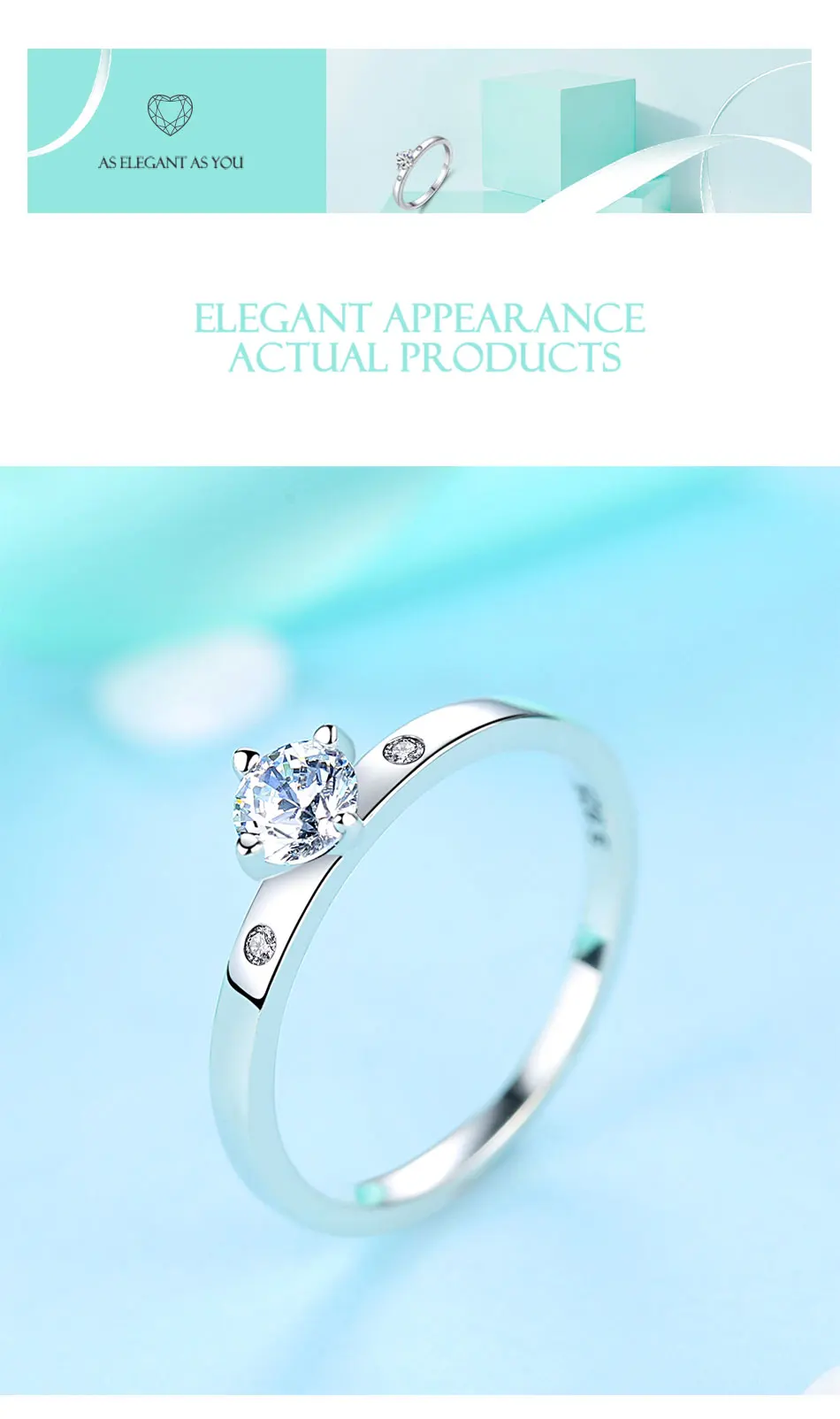 ELESHE, 925 пробы, серебряные свадебные кольца для женщин, классические, кубический цирконий, кристалл, капли, кольца на палец, серебро, S925 ювелирные изделия