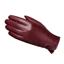 Женские перчатки из натуральной кожи, Осень-зима, бархатные модные элегантные женские перчатки из овчины для вождения, пять пальцев, NW631-5