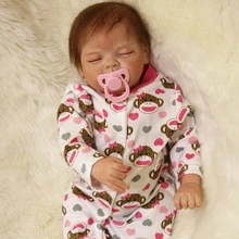 Monkey Pink Sleeping Girl Baby Doll Reborn 22 Inch 55 cm Princess Babies Toy Lifelike Dolls With Hair Kids Birthday Xmas Gift
