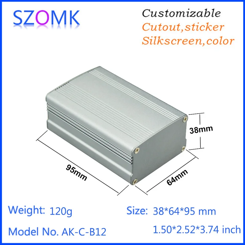 

10 pcs, 38*64*95mm grey power supply instrument diy box extrusion aluminum enclosure szomk electrical aluminum control box