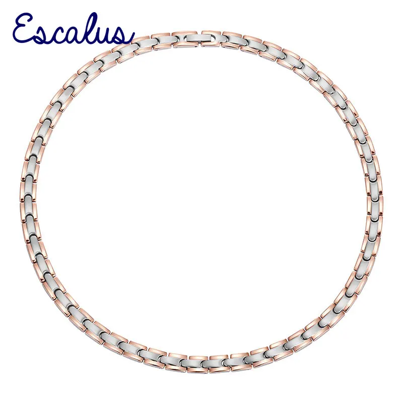 

Escalus Magnetic Women 2-Tone Rose Gold Magnet 316L Stainless Steel Necklace Pretty Lady Magnetic Jewelry Neckwear Charm