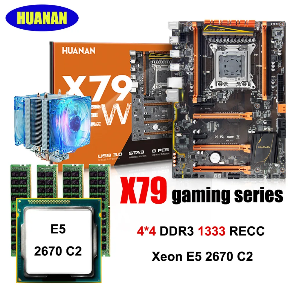 online HUANAN ZHI Deluxe desconto X79 motherboard X79 E5 M.2 LGA2011 motherboard com CPU Xeon 2670 C2 com RAM cooler 16g (4*4g) RECC