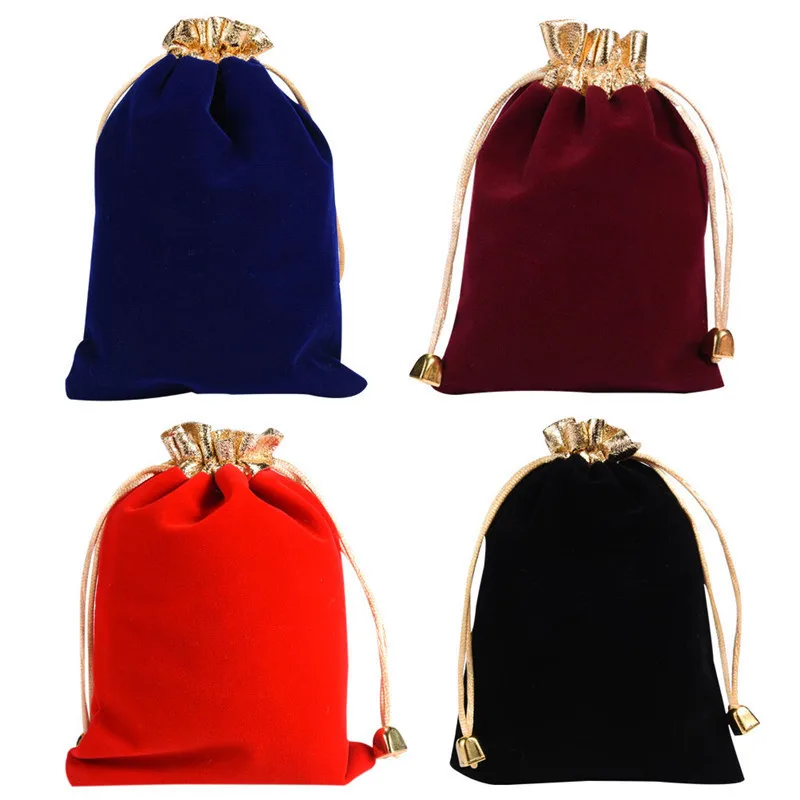 10pcs/lot 12x16cm Velvet Drawstring Bags Wedding Gift Bag Boxes Soft