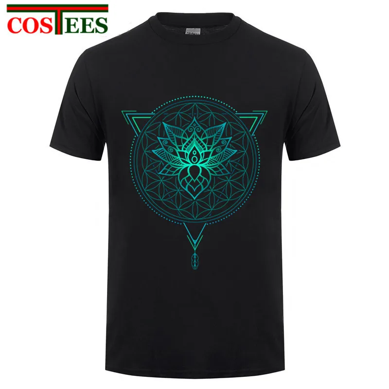 

Lotus Flower of Life Mandala in Geometric Triangle Summer T shirt Men 2017 Luxury Brand T-Shirt fashion tshirt hipster Tops Tees
