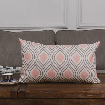 Льняная наволочка для подушки, винтажный светильник, розовый геометрический домашний декоративный чехол для подушки 45x45 см/30x50 см - Цвет: H  30x50cm