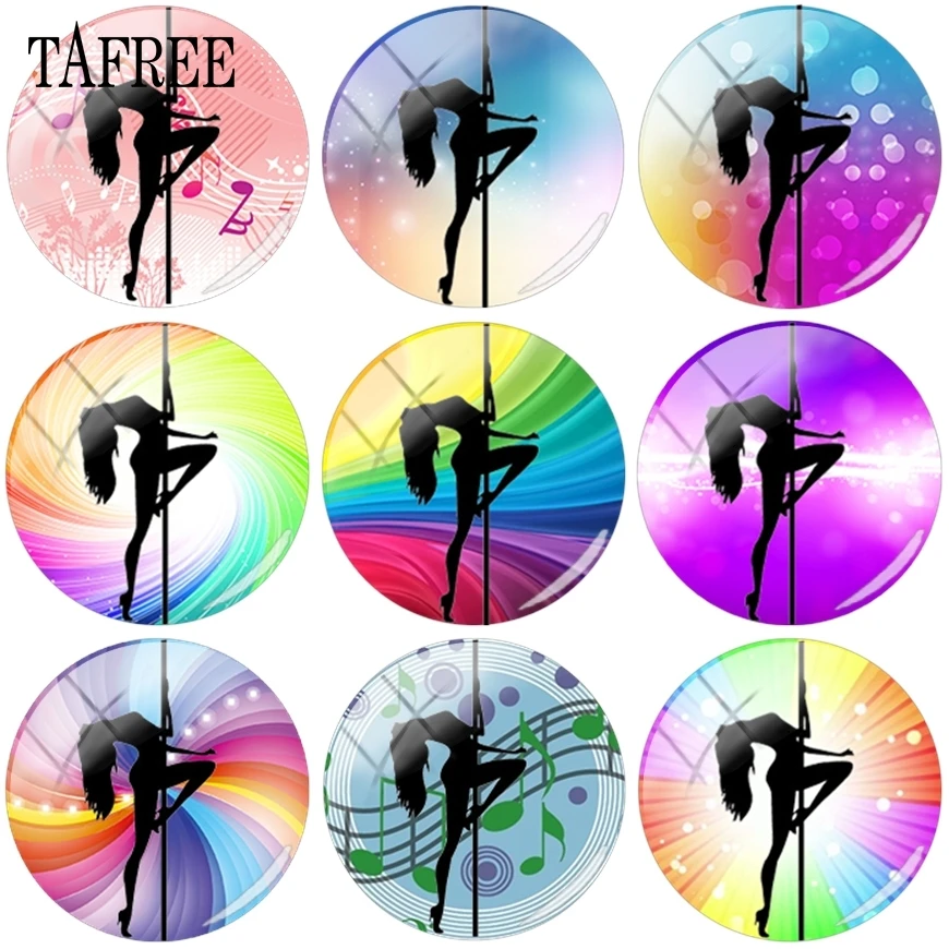 

TAFREE Multicolor Photos Pole Dancing Poses 12mm 15mm 16mm 18mm 20mm In Dia Beads Glass Cabochon Dome Cameo Pendant Settings