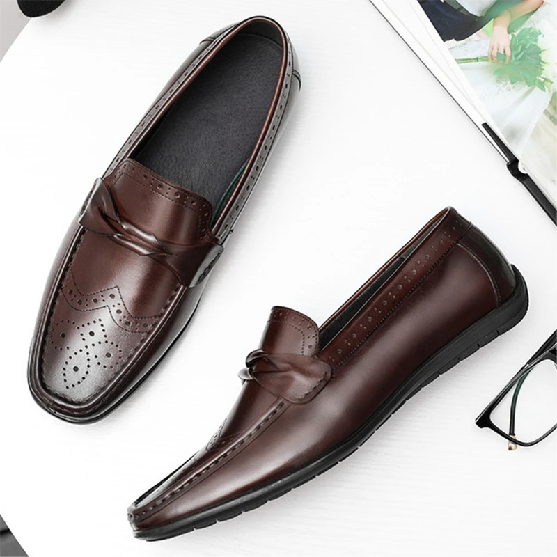 

men leather summer casual shoes male sneakers Shoes loafer men 2019 Slip On black men's genuine leather shoes