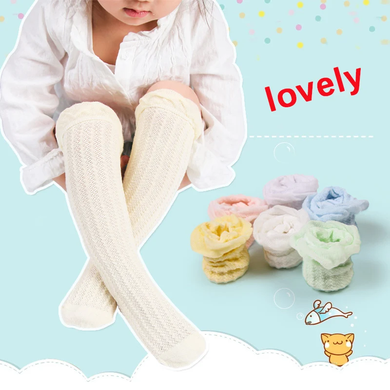 

6Pairs Solid knee Long Newborn Casual Cotton Baby Socks for 0-5 years baby