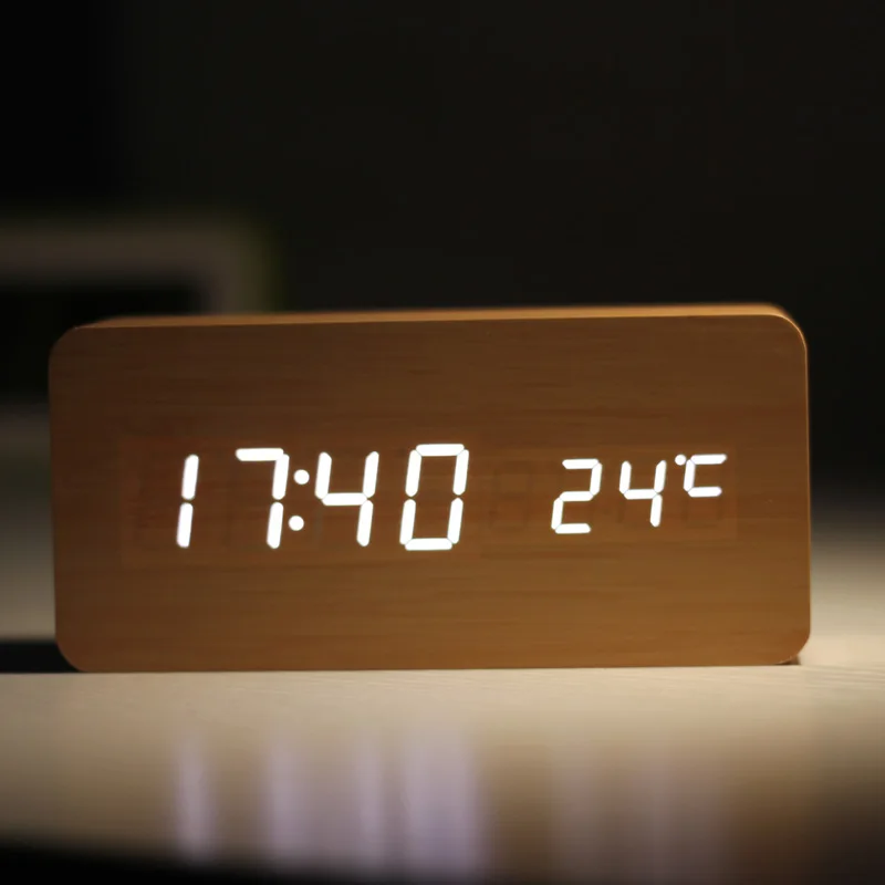 Cube Wooden Clock Voice Control Digital alarm clock snooze led light Electronic table Watch Nixie Wood Bedside Alarm Clock|cube wooden clock|digital
