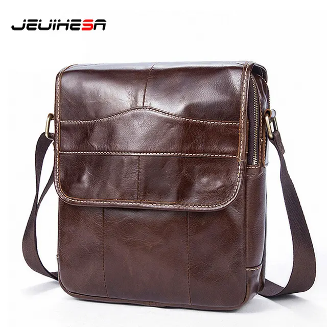 Men Messenger Bags Vintage Genuine Leather Bags Small Flap Male Shoulder Crossbody Bags Casual ...