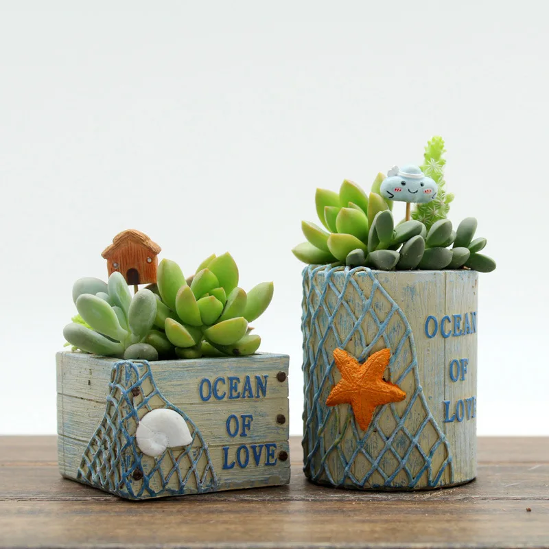 Creative American country Cute Mini succulents marine fishing nets personality balcony decorative flower pot Creative American country Cute Mini succulents marine fishing nets personality balcony decorative flower pot