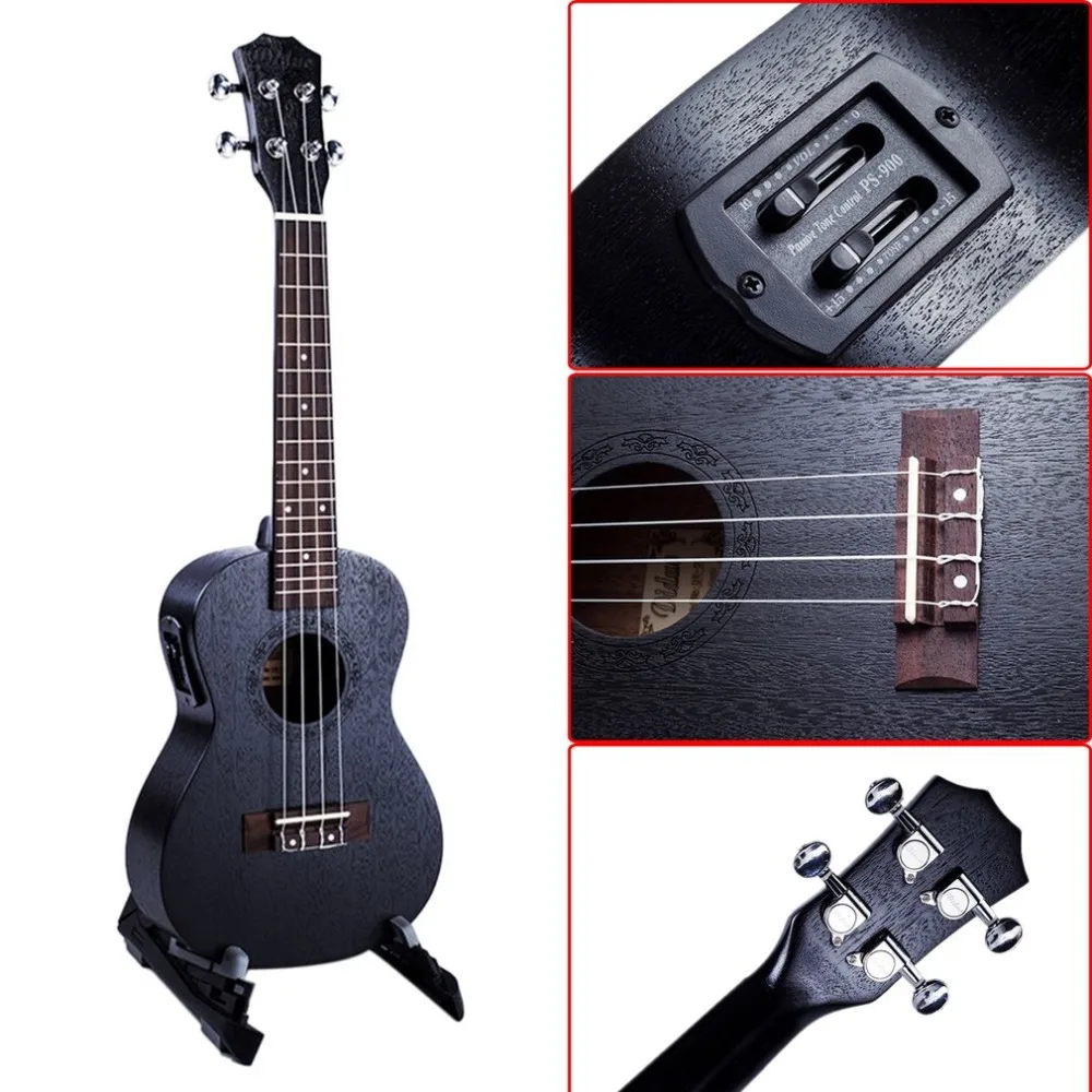 23 дюймов портативный размер черный акустическая электрическая Гавайская гитара 4 струны из красного дерева панель Гавайские гитары Музыкальные инструменты