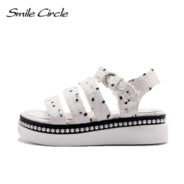 Smile Circle 2017 Summer Style Sandals For Women Shoes Fashion Pearl Platform Sandals Casual Open Toes Shoes slipper 1106