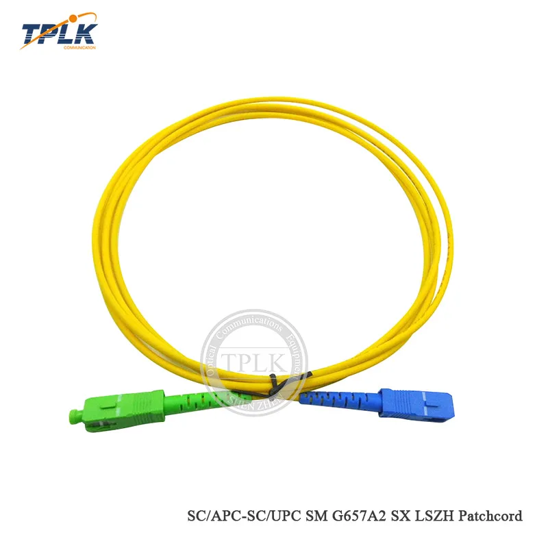 

Best quality 10pcs SC APC- SC UPC G657A2 3.0mm Simplex Singlemode 2M Optical Fiber patchcord LSZH
