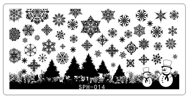 

NEW ARRIVED SPH11-17 8Designs nail christmas /Halloween printing plate 6.5*12.5CM Rctangular Nail Art Stamping Plate Template