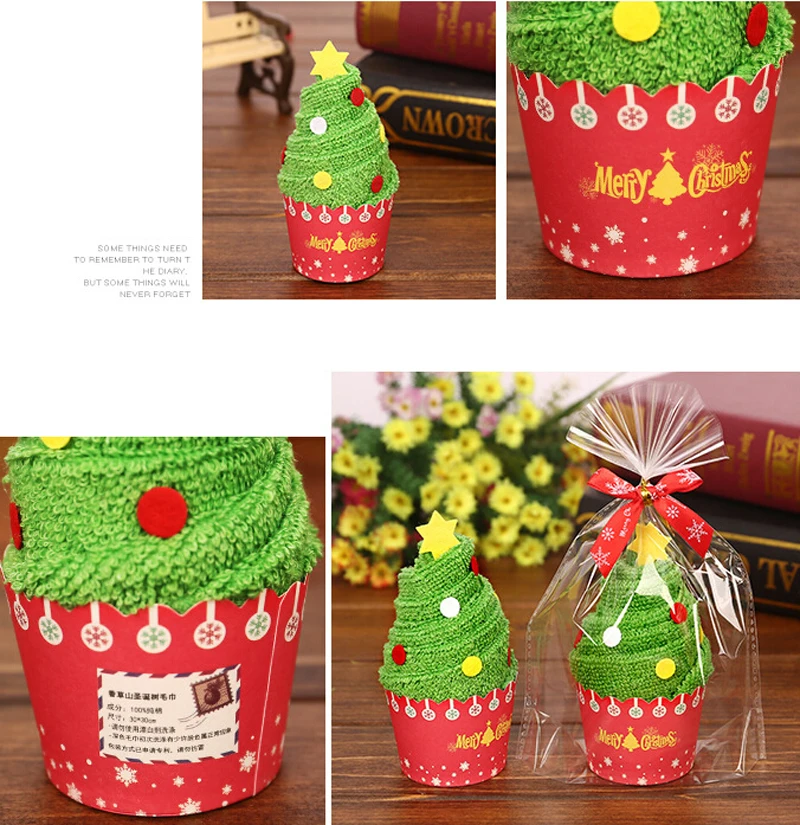 New Arrived Christmas Creative Cake Towel Gift Washcloth Dishcloth Xmas Cute Towel Presents