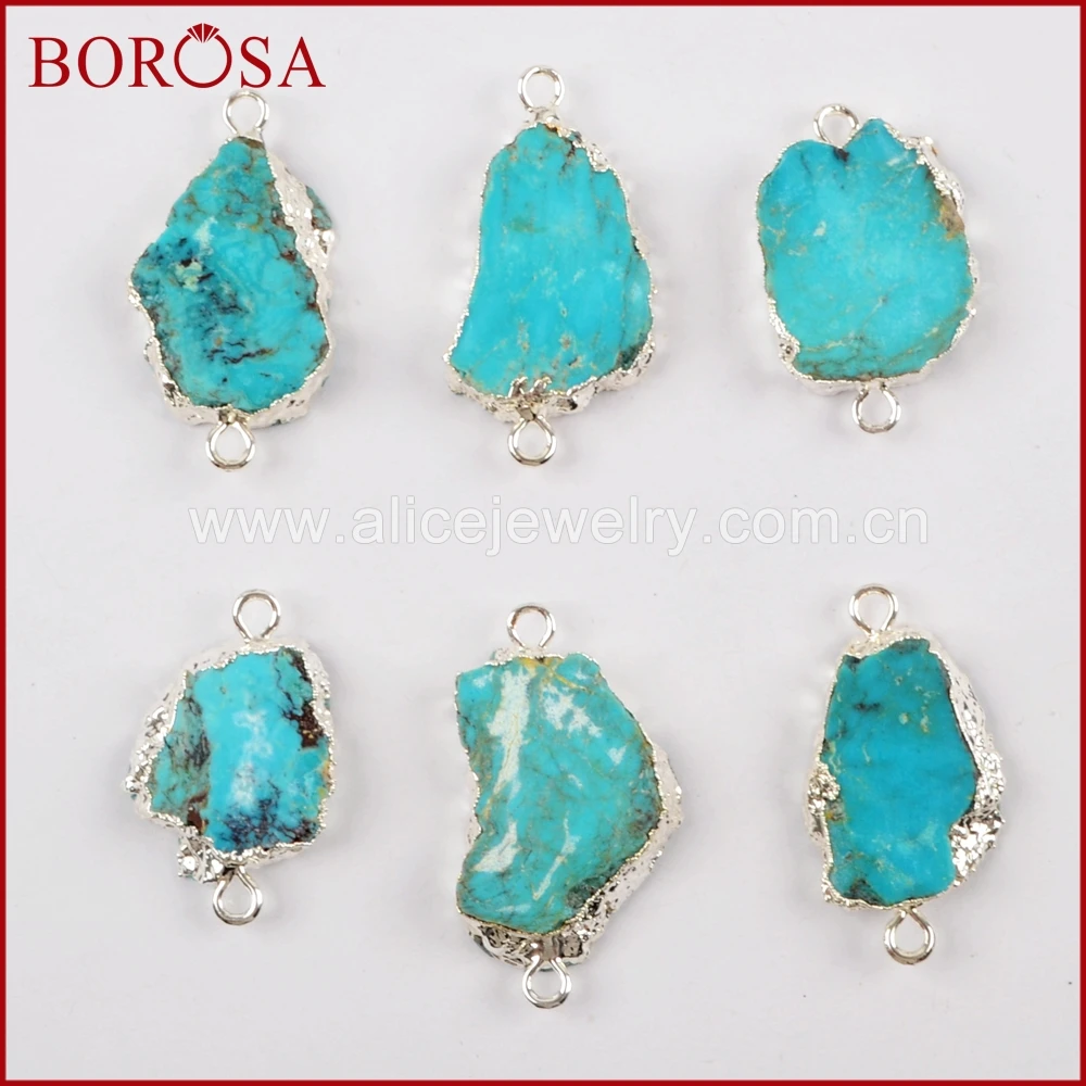 BOROSA 5 шт. новинка серебро Бесплатная форма 100% натуральная бирюза соединитель