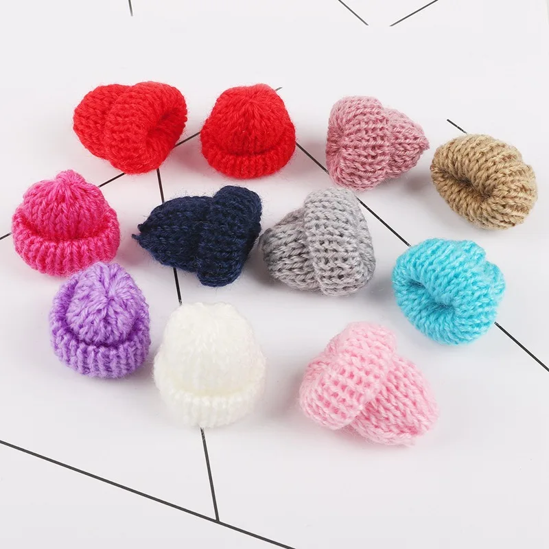30Pcs Color Cute Knitting Mini Hats DIY 