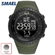 SMAEL 2017 Top marque de luxe Montre Numérique Hommes Horloge militar armée Vert Noir Grand Étanche LED Sport relogio masculino numérique
