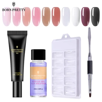 

BORN PRETTY 4 Pcs/Set Pink Nude Nail Quick Extension Nail Gel Set 20ml Jelly Clear Finger Extension UV Gel varnish
