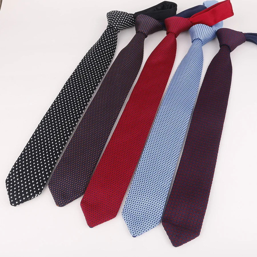 Высокое качество Разноцветные мужские Галстуки Новые 148-6 см длинные вязаные галстуки красный синий серый узор в горошек джентльменский бизнес галстук