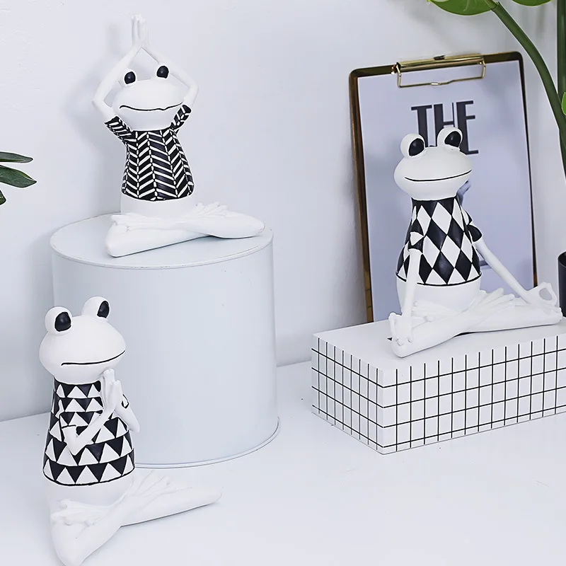 buy Nordic simple Yoga Frog child Resin Animal handicraft restaurant living room wine cabinet TV Home Decoration
