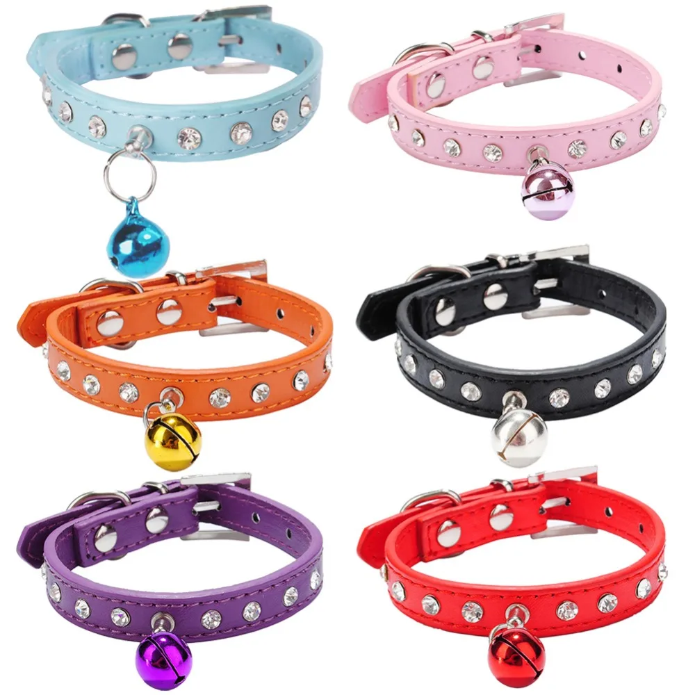 Adjustable Diamond PU Cat Collar Elastic Buckle Collars for Pet Cat Kitten Small Animals Collar With Bell Pets Supplies Adjustable Diamond PU Cat Collar Elastic Buckle Collars for Pet Cat Kitten Small Animals Collar With Bell Pets Supplies