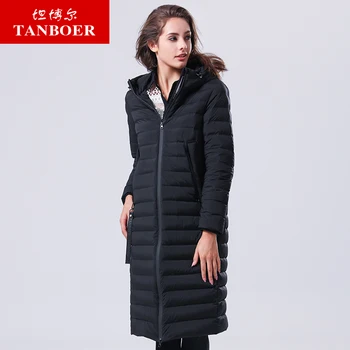 

TANBOER 2018 New Winter Kneeling Long Hooded Loose Thin Down jacket Women Coat TB17730