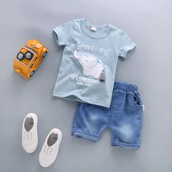 Newborn Baby Boy Clothing Sets Elephant T-shirt+Solid Pants 2Pcs 4