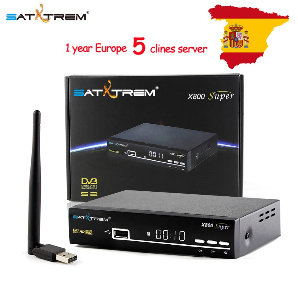 Спутниковый ТВ приемник X800 супер DVB-S2 Full HD 1080 P рецепторов + USB Wi-Fi 1 год CCCAM Португалии Испания Италия польский ТВ