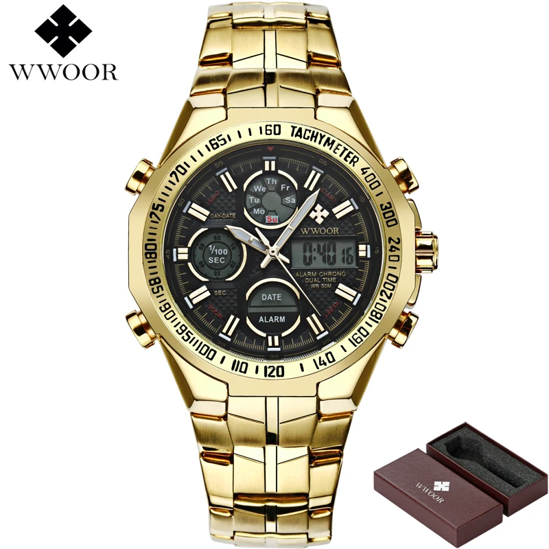 Mens Watches Top Brand Luxury Quartz Analog LED Digital Sports Watch Men Gold Military Wrist Watch