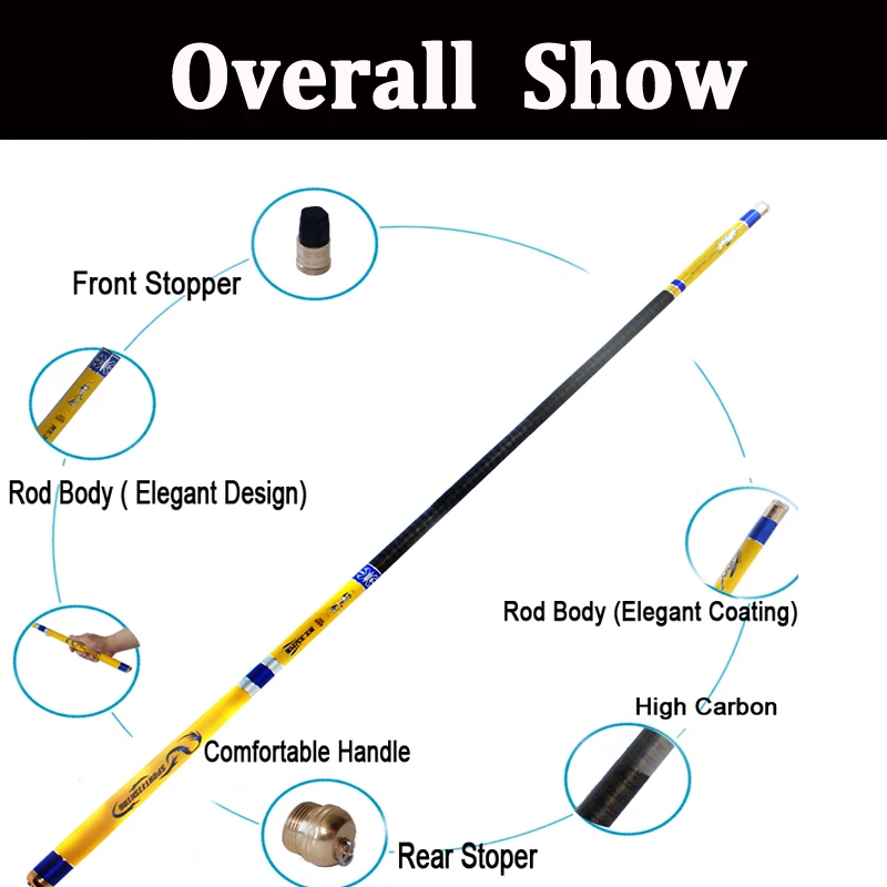 Высокоуглеродное волокно, удочка для Herabuna, телескопическая удочка, 3,6 м-8,1 м, ручное удилище для речного озера, супер-Ультра твердость