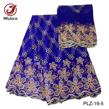 

Africain bazin riche brode fabric 2 in 1 nigerian embroidery cotton lace fabric crimson lace fabric for gament PLZ-19