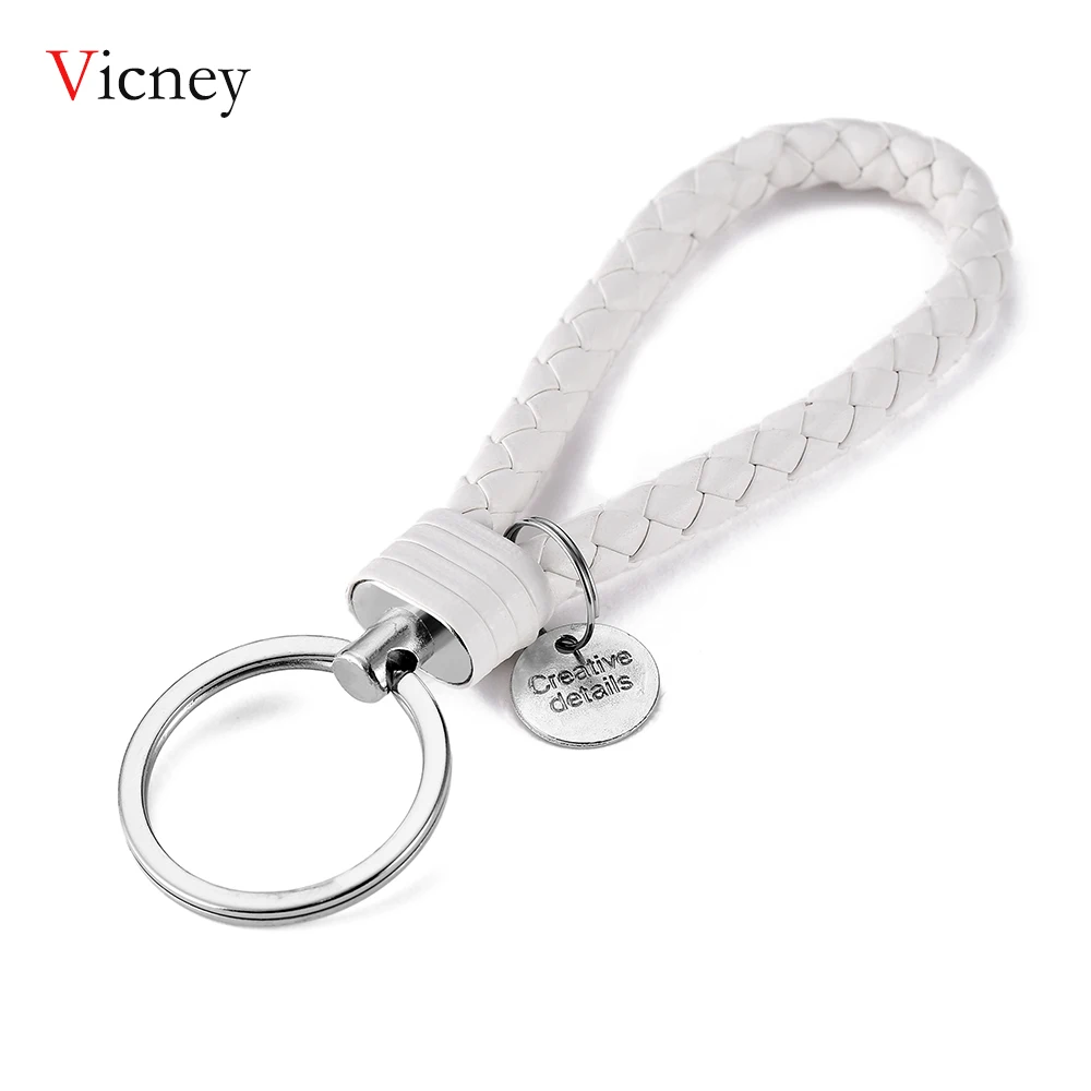 

Vicney 33 Color New Arrival Unisex Braided Leather Rope Handmade Waven Keychain Zinc Alloy Key Chain Car Key Ring Turbo Keychain