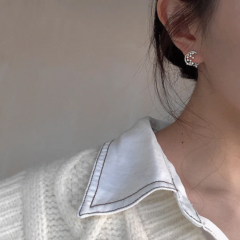 beautfull stars shining zircon earrings 100% 925 Sterling silver Jewelry fashion Hypoallergenic Stud earrings for women gift