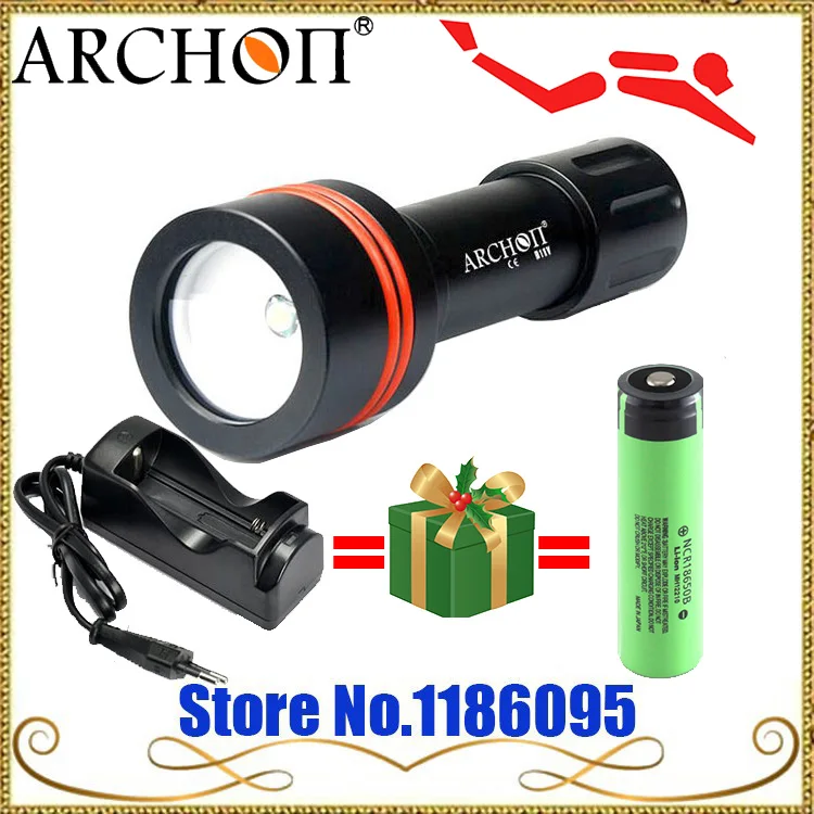 ARCHON D11V Дайвинг подводный светодиодный свет W17V 3-режим 100 м flashight CREE xm-l 860 люмен + 1X18650 2600 мАч батареи