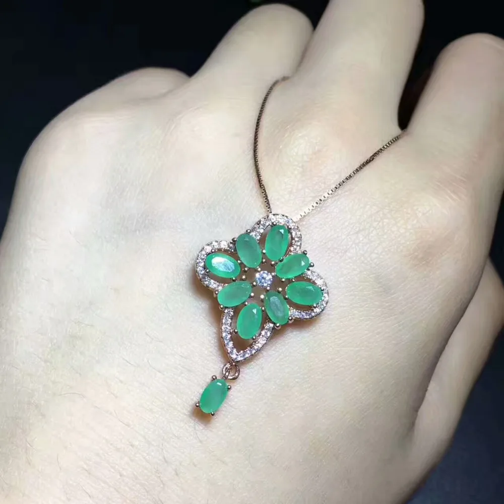 Кулон из серебра 925 пробы с натуральным зеленым изумрудом|jewelery pendants|jewelery 925jewelery