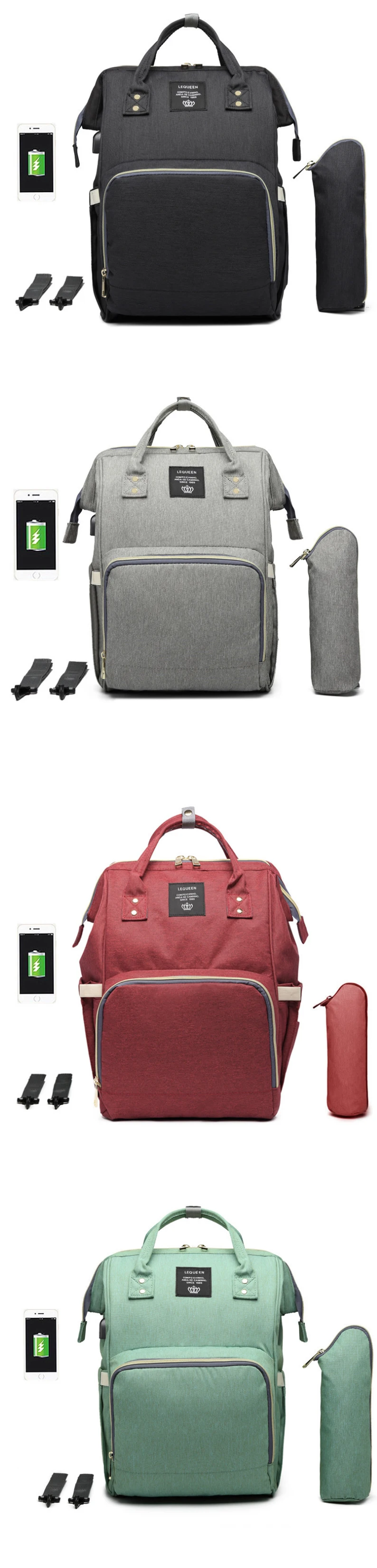 Сумка для детских подгузников с интерфейсом USB Большая емкость Водонепроницаемый Набор сумок для подгузников Мумия дорожный рюкзак для беременных кормящих сумки