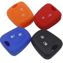 4 Cores de 2 Botões de Silicone Chave do Caso Da Tampa do Ajuste Para Peugeot 206 307 207 408 Tampa de Proteção Da Chave Com Logotipo Do Carro Styling Chave Shell
