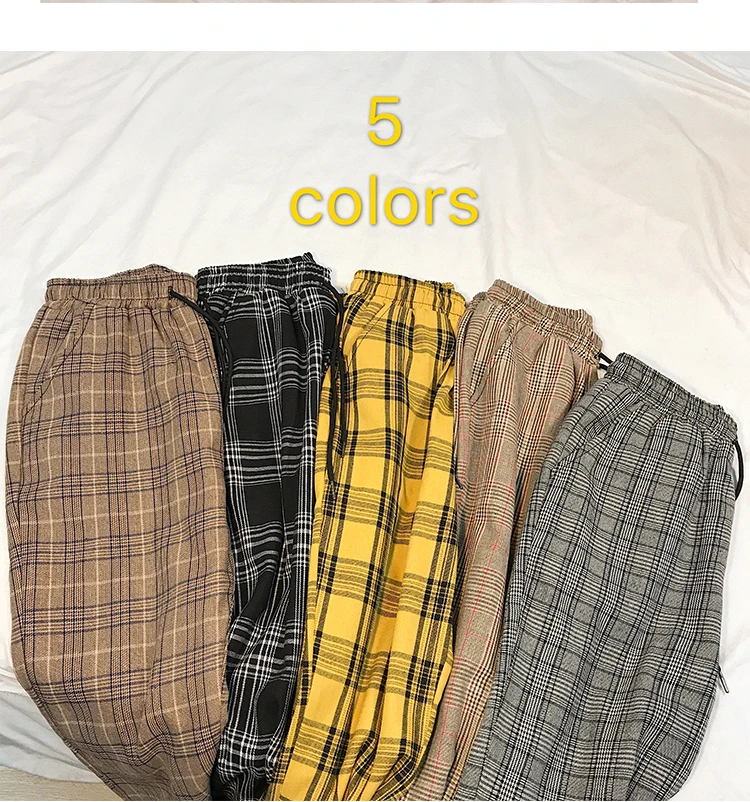 Lappster mulheres streetwear calças xadrez 2020 harajuku