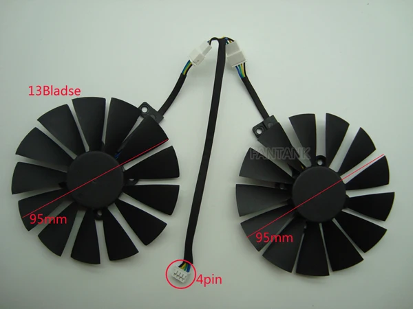 Free Shipping T129215SM 95mm Cooler Fan For ASUS STRIX RX 470 580 570 GTX 1050Ti 1070Ti 1080Ti Gaming Video Card Cooling Fan - Цвет: 2pcs