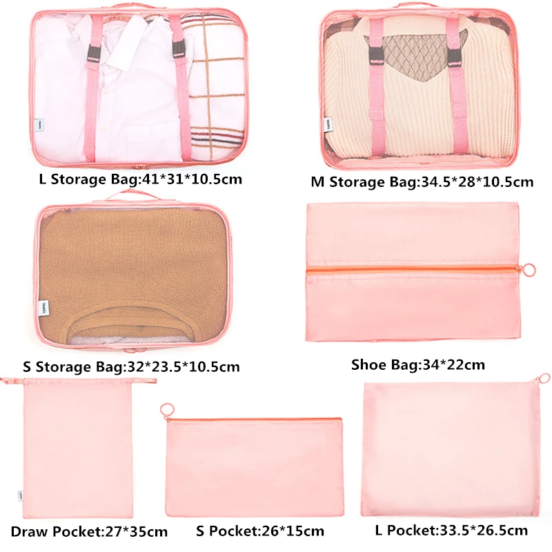 RUPUTIN 7PCS/Set Travel Mesh Bag In Suitcase Luggage Organizer Packing Cube High Quality Clothes Sorting BagTravel Accessories